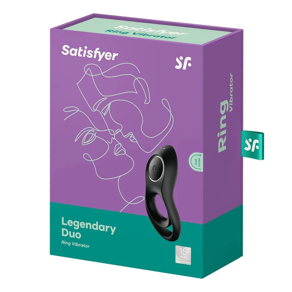 Anneaux péniens noirs en silicone avec vibrations, double serrage testiculaire, stimulation clitoridienne, sur fond blanc.