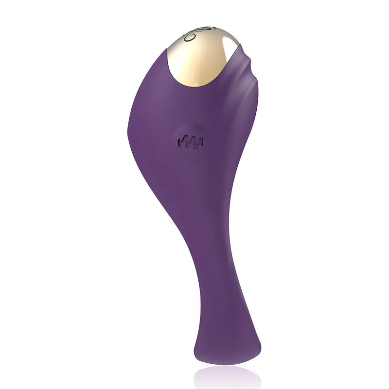 Anneau pénien vibrant luxe violet, design ergonomique, technologie Watchme, stimulation clitoridienne, silicone étanche.