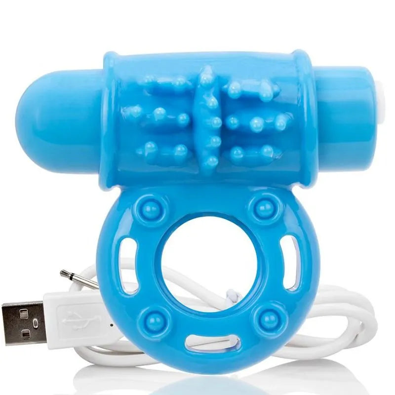 anneau vibrant rechargeable bleu silicone doux flexible confortable ajustable sécurisé étanche submersible dix modes vibrations personnalisables