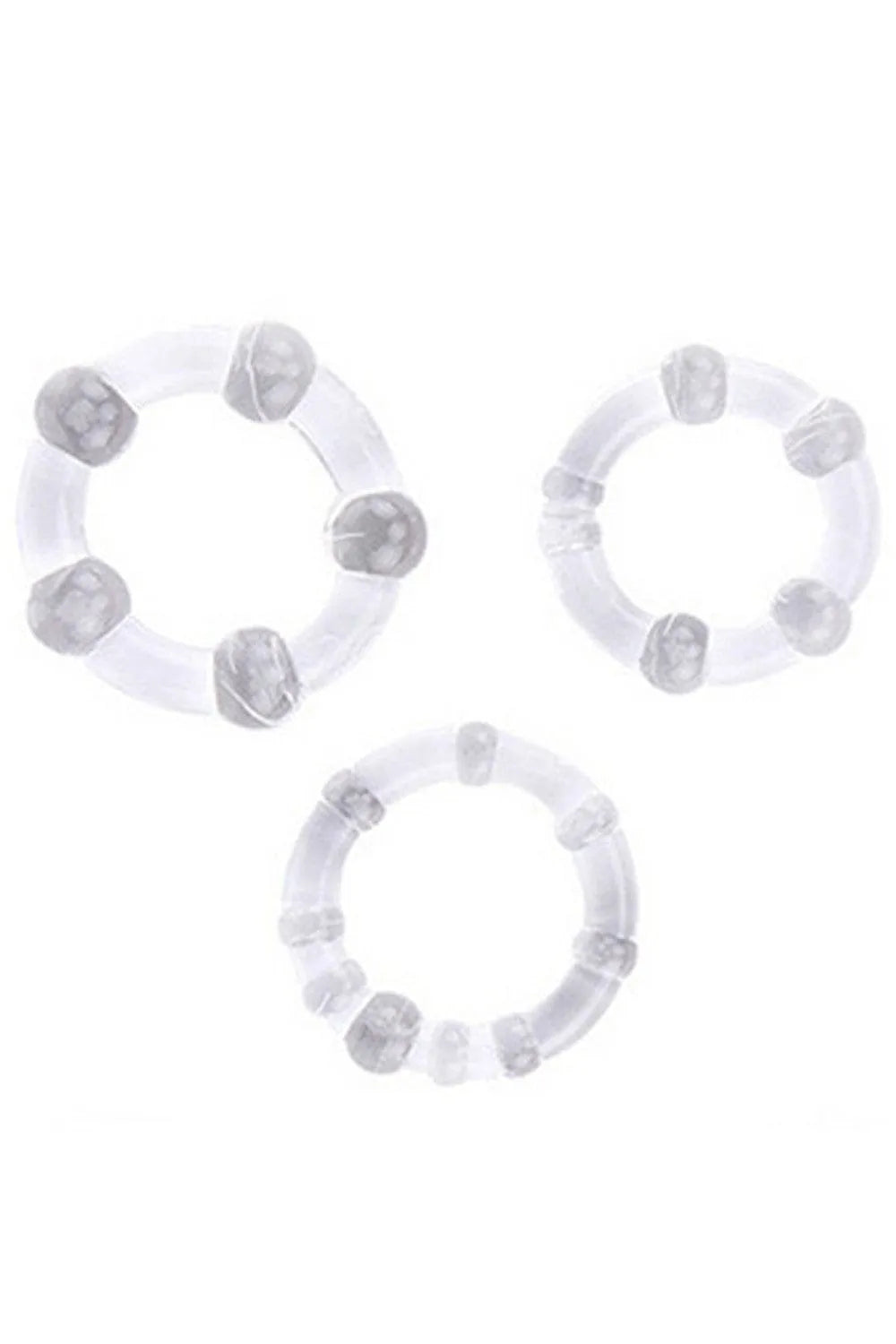Anneaux pénis transparents avec billes, extensibles, diamètres 23mm, 21mm, 20mm, TPR sans phtalates, stimulation érection.