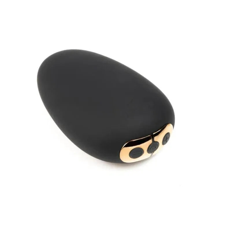 Vibromasseur noir élégant avec détails dorés, inclus dans le coffret intime Je Joue Luxe, design plume or rose.