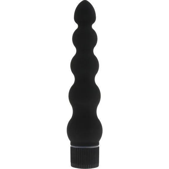 Vibrateur noir texturé, forme ondulée, inclus dans le coffret coquin high-tech pour expériences sensuelles variées.