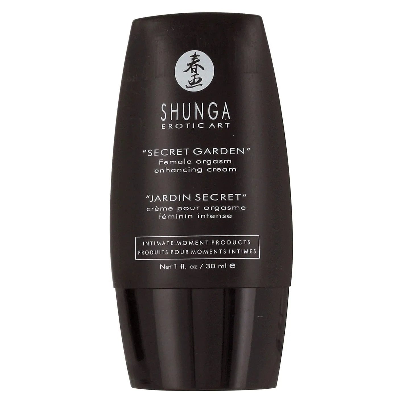 Coffret intime noir avec crème lubrifiante naturelle, huiles végétales, extraits botaniques, vitamines, hydratant.