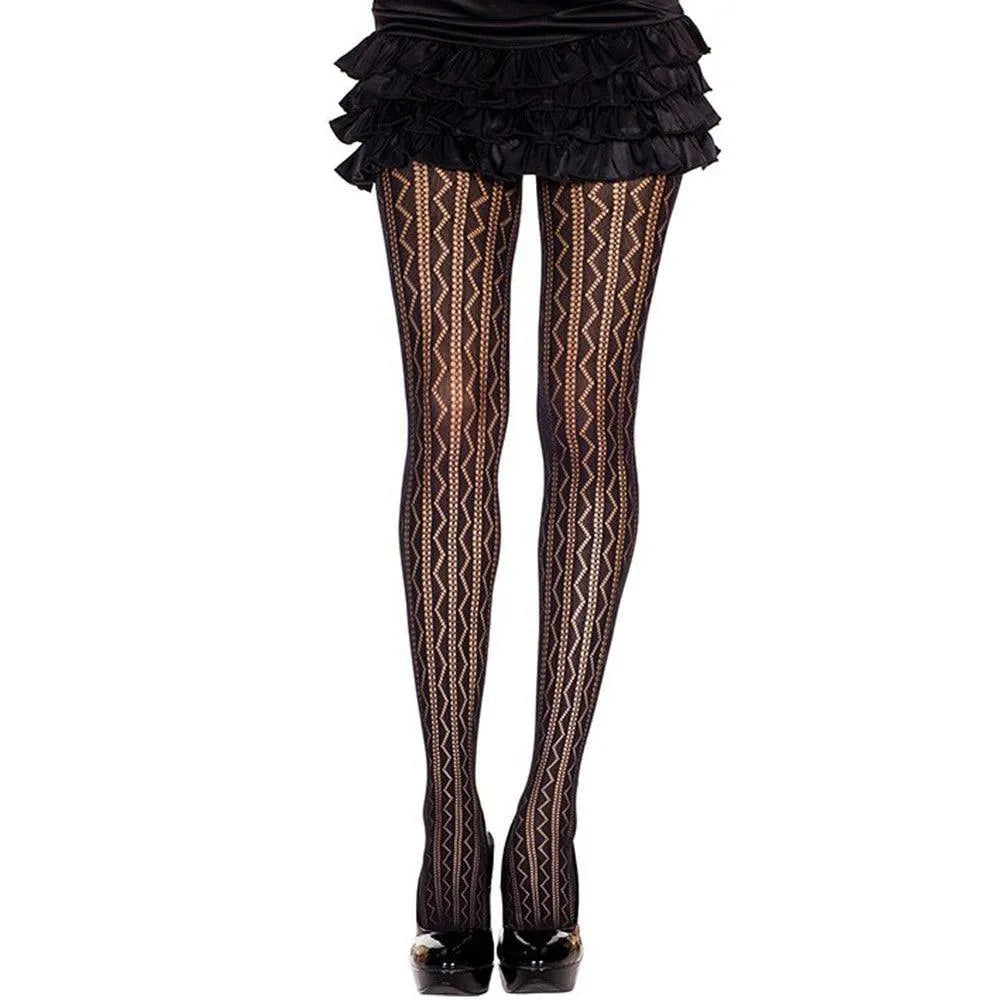 Collant Noir Fantaisie Ajouré Géométrique Nylon Elasthanne Confort Extensible Durable Mi saison Élégant Séduisant Motifs Modernité Soirée Bureau Femme