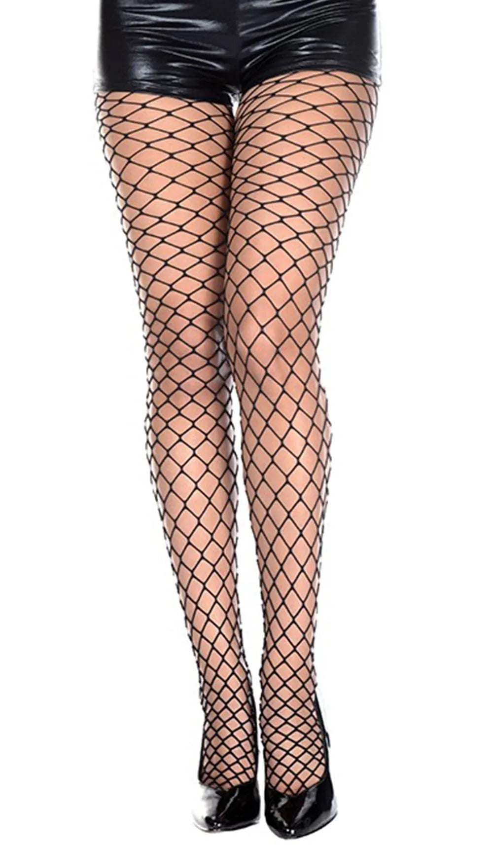 Collants résille noirs en nylon élasthanne, style filet, sexy et tendance, pour une silhouette élégante et audacieuse.
