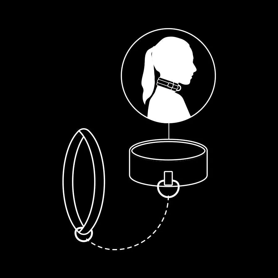 Collier BDSM cuir végétalien noir, robuste, réglable, avec anneaux sécurisés, idéal pour peaux sensibles, élégant et éthique.