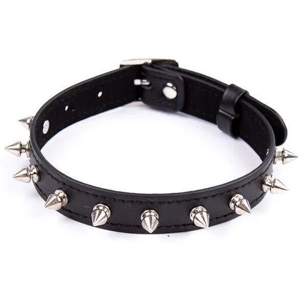 Collier Bondage Réglable Sans Phtalates Hypoallergénique Confortable Sécurisé Esthétique Pointes Anneau Métal PVC Fer Taille Unique Extensible Ohmama