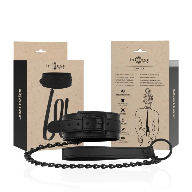 Collier cuir vegan ajustable BDSM élégant éthique haute qualité confort maintien boucle robuste durable sensualité provocant