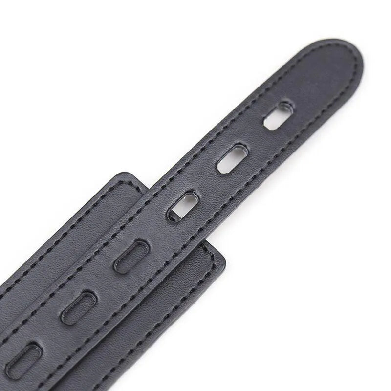 Collier laisse fétiche noir en simili cuir ajustable avec chaîne en métal robuste et anneaux polyvalents pour personnalisa...