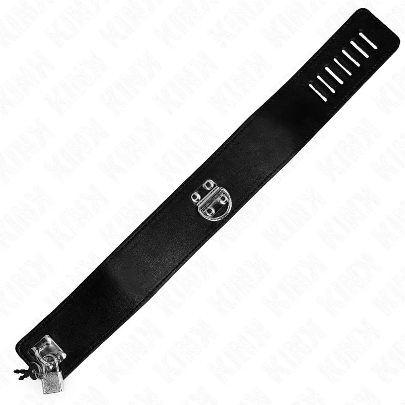 Collier BDSM en cuir noir, élégant et robuste, avec boucles polies réglables, pour débutants et avancés.