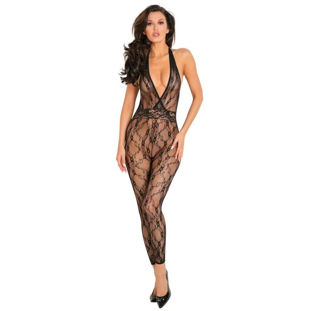 combinaison femme sexy élégante charme dentelle motifs décolleté croisé profond dos nu effet ceinture tissu doux extensible confortable