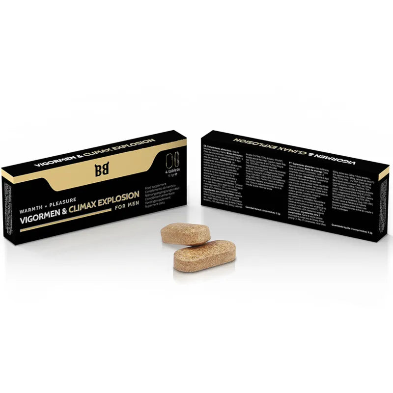 Boîte noire Vigormen & Climax Explosion, compléments naturels pour érection ferme, énergie et désir masculin.
