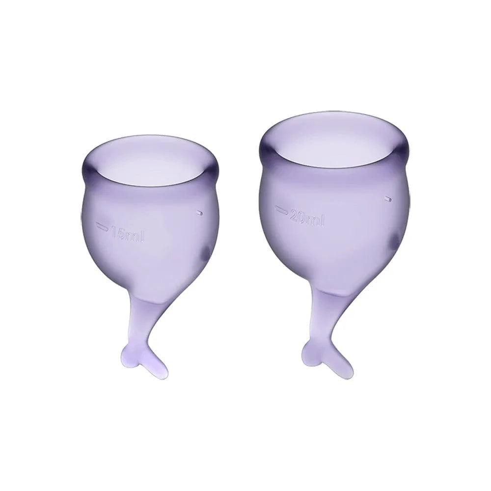 Coupes menstruelles lilas silicone médical réutilisables hygiéniques faciles insertion capacité quinze vingt millilitres assortiment deux tailles débutantes expérimentées écologiques économiques