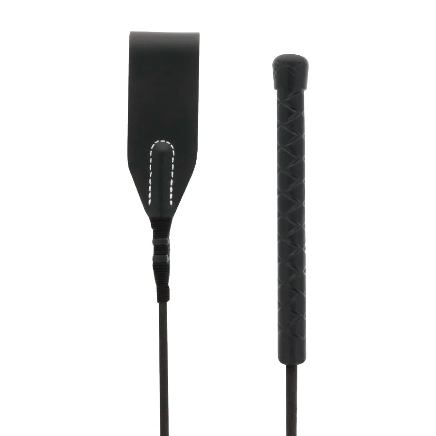 Cravache BDSM PVC Flexible 45cm Noire Pointe Souple Manche Ergonomique Prise Ferme Contrôle Précision Robuste Satinée Discrète Universelle