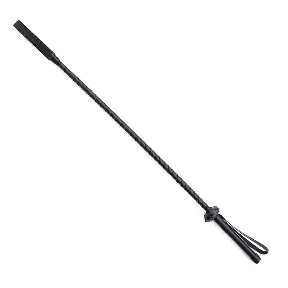 Cravache BDSM sadomasochisme noire 71cm PVC rigide finition poignée ergonomique manche souple précision domination soumission jeux adultes intime