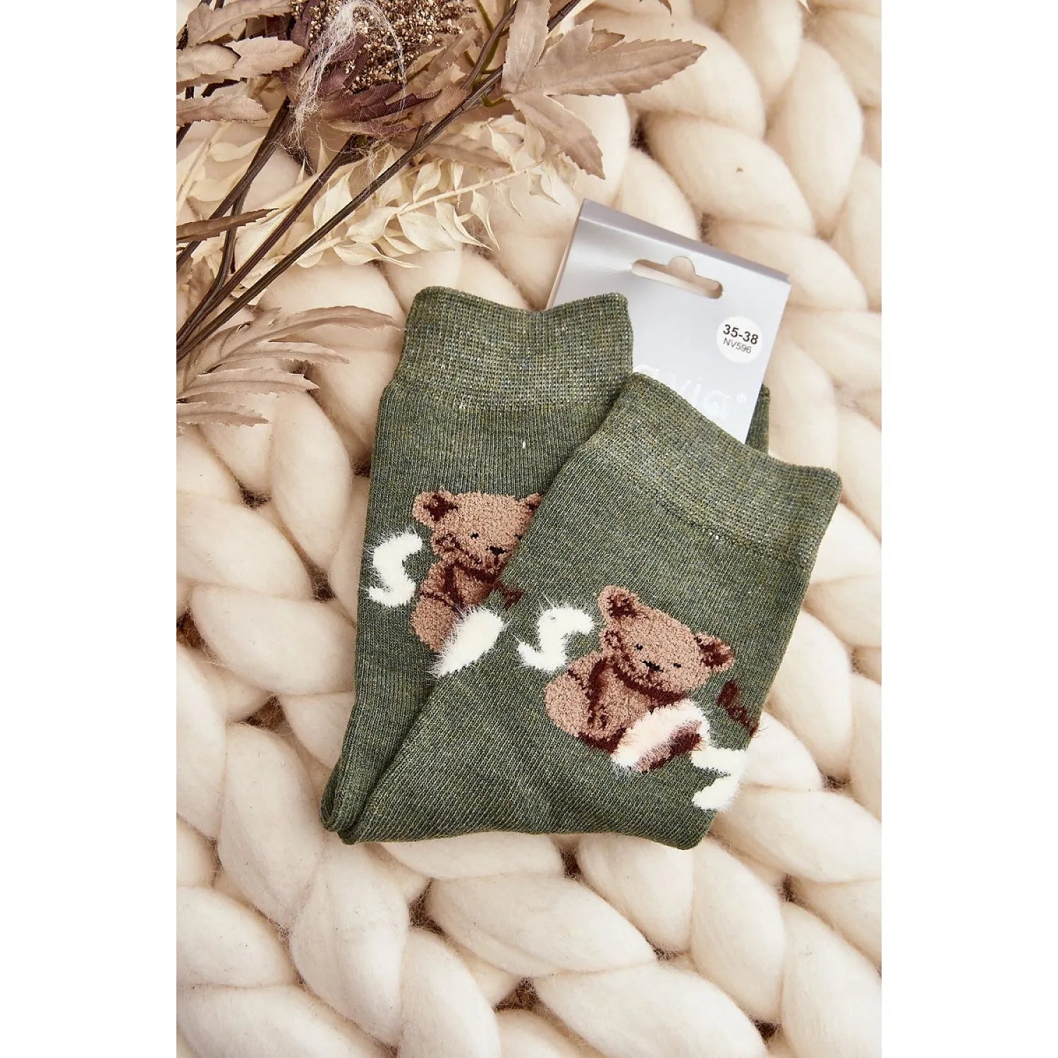 Chaussettes chaudes femmes ourson coton ajustées journées froides 191177