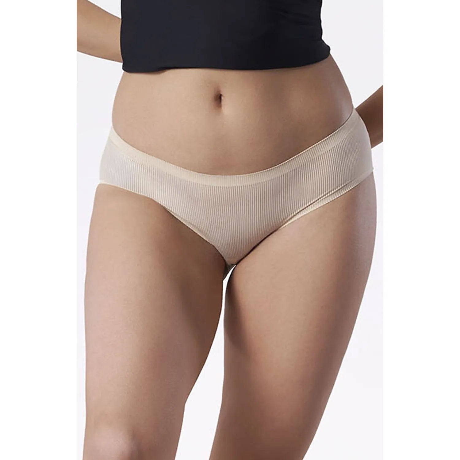 Culotte femme Julimex Model 191798 collection Oxy confort respirant texture côtelée design bikini waistband élastique couleur chair