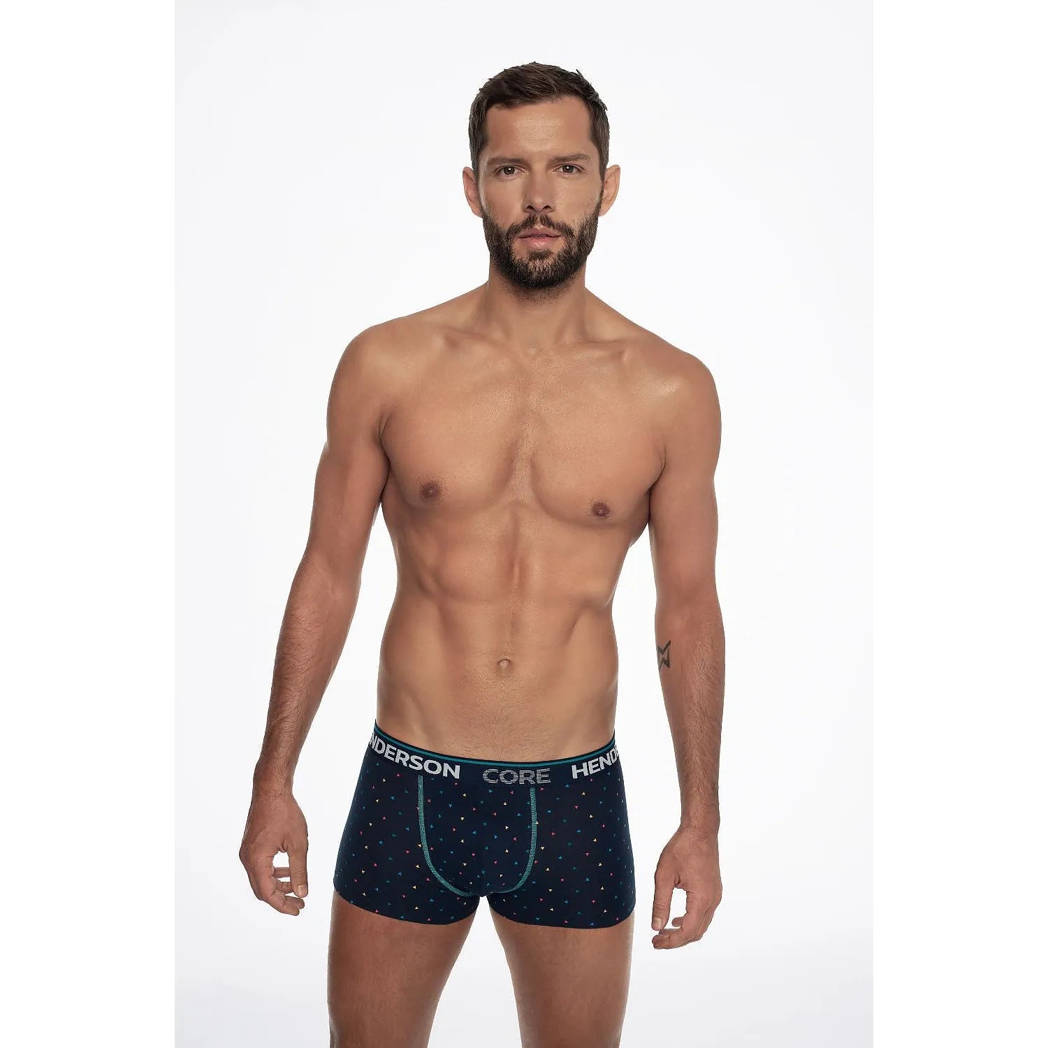 Boxer homme Henderson Core coton élasthanne ajusté logo motifs bleu marine épuré soutien confort