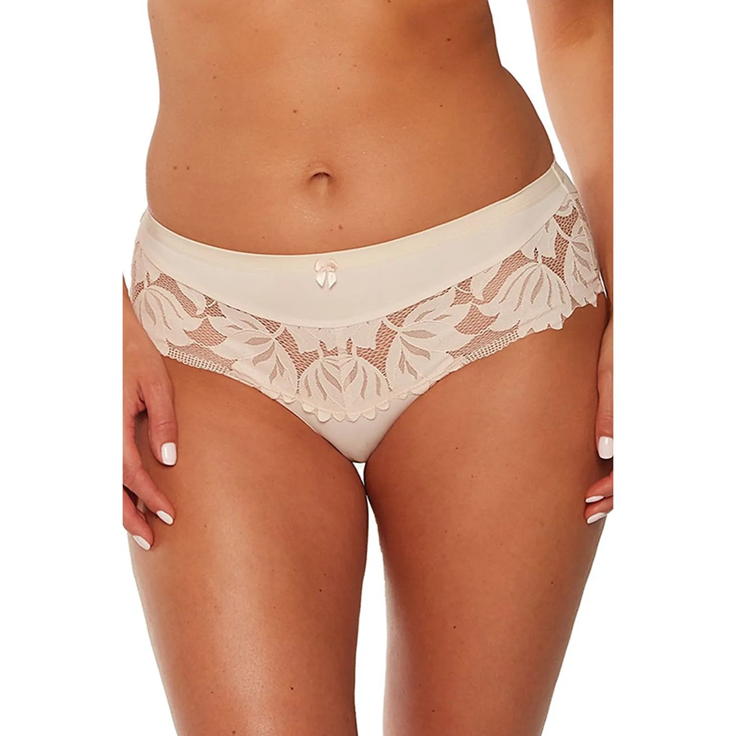 Culottes en dentelle Gaia model 192253 silhouette féminine confort tailleur taille mi-haute nœud central matelas lisse dentelle florale