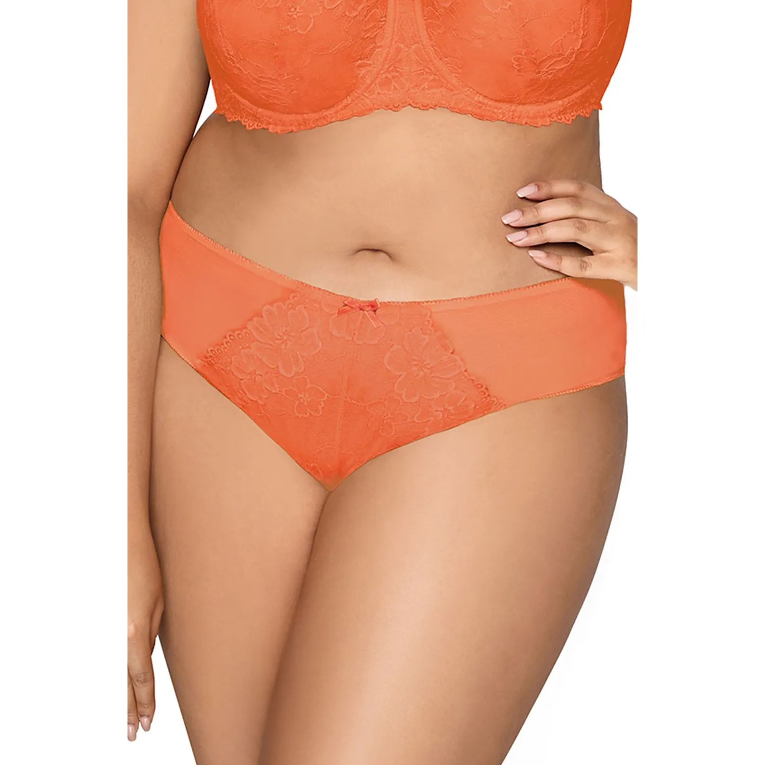Culotte dentelle florale nœud orange vibrante lingerie féminine élégance confort quotidien occasions spéciales femme couple