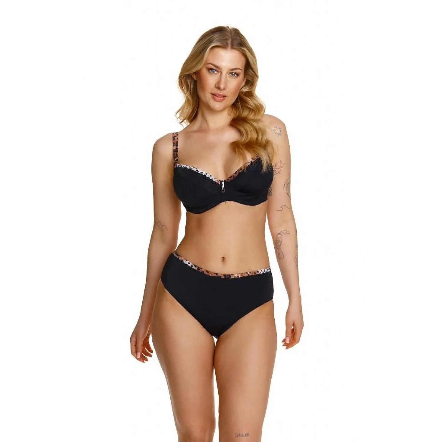 Ensemble lingerie soutien-gorge nageur model 195453 Lupo Line confort support design panthère noire sexy élégant