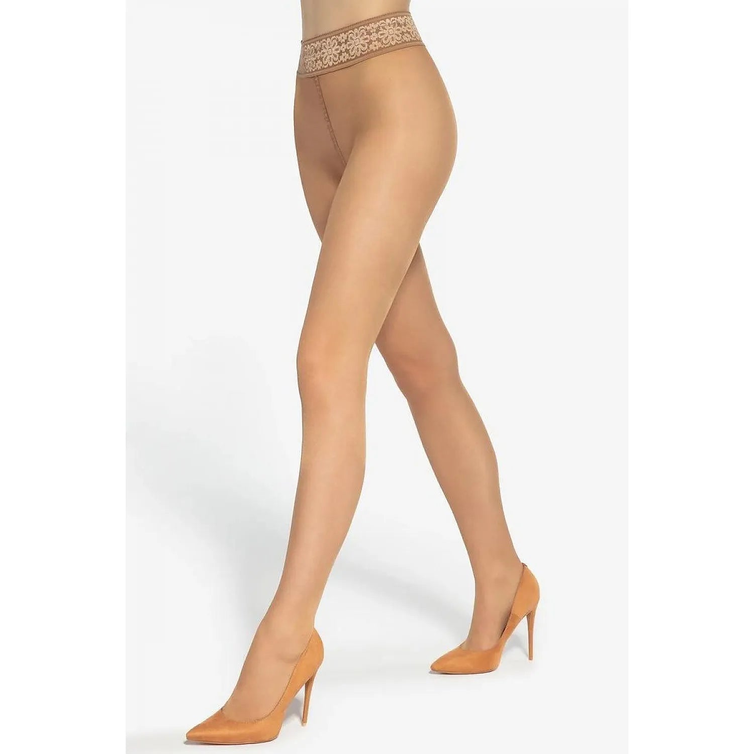 Collant transparent ouvert couleur chair bande florale taille haute confortable nylon spandex lingerie élégante sexy