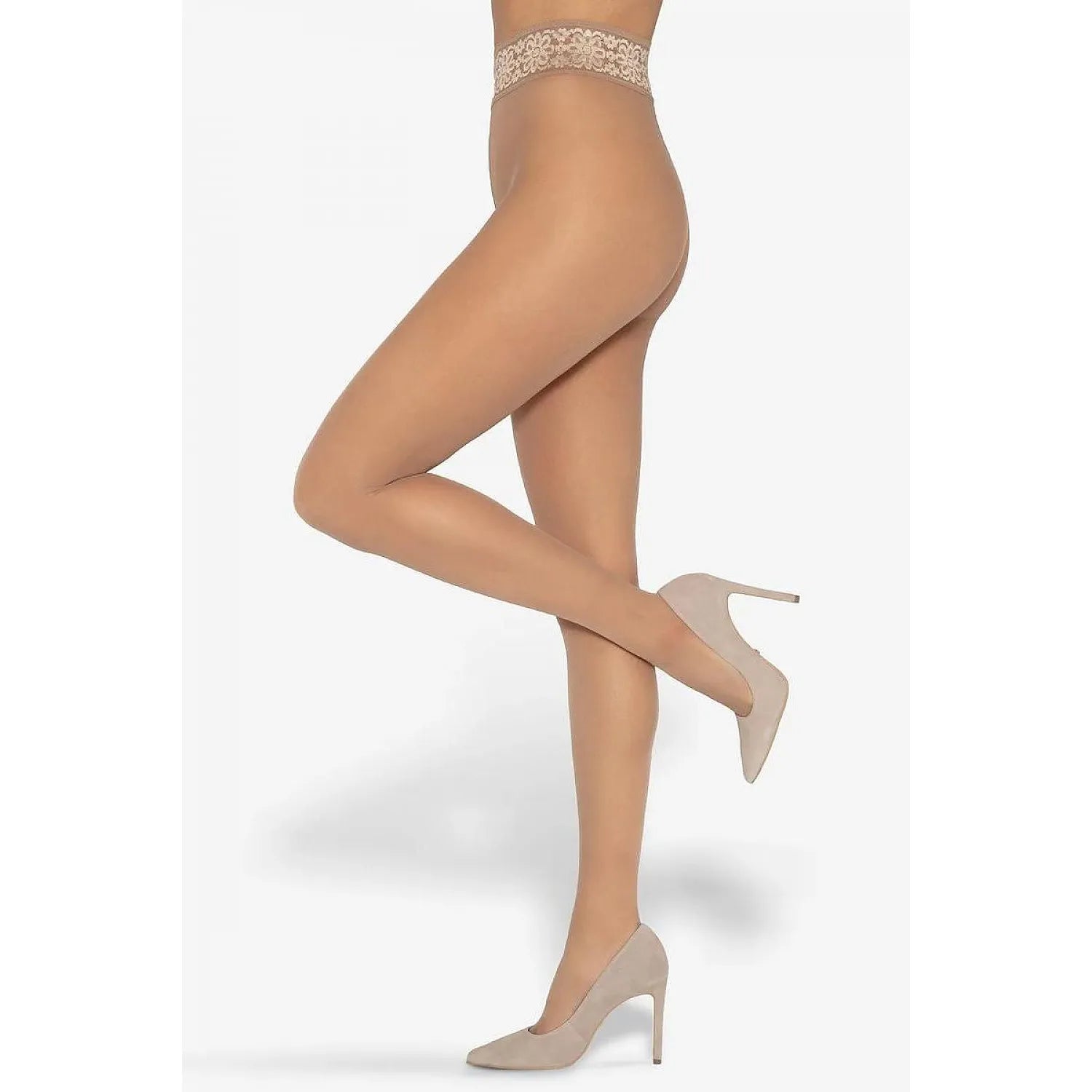 Collants Gatta Softi-Comfi beige avec dentelle, design élégant et confortable, nylon élastane, lingerie féminine durable.