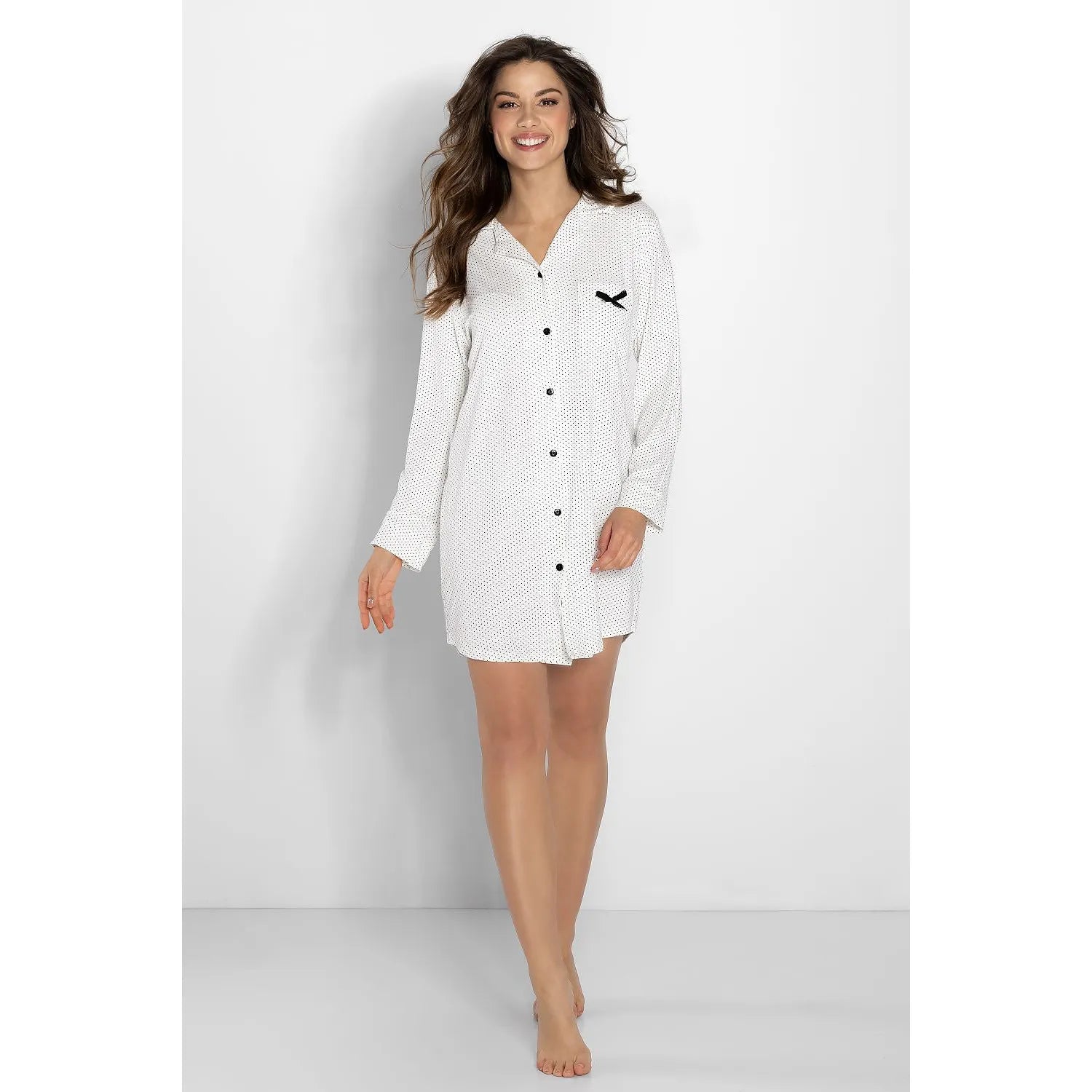 Chemise de nuit en viscose élasthanne ample manches longues confortable lingerie érotique nuit relaxation soins intimes femmes