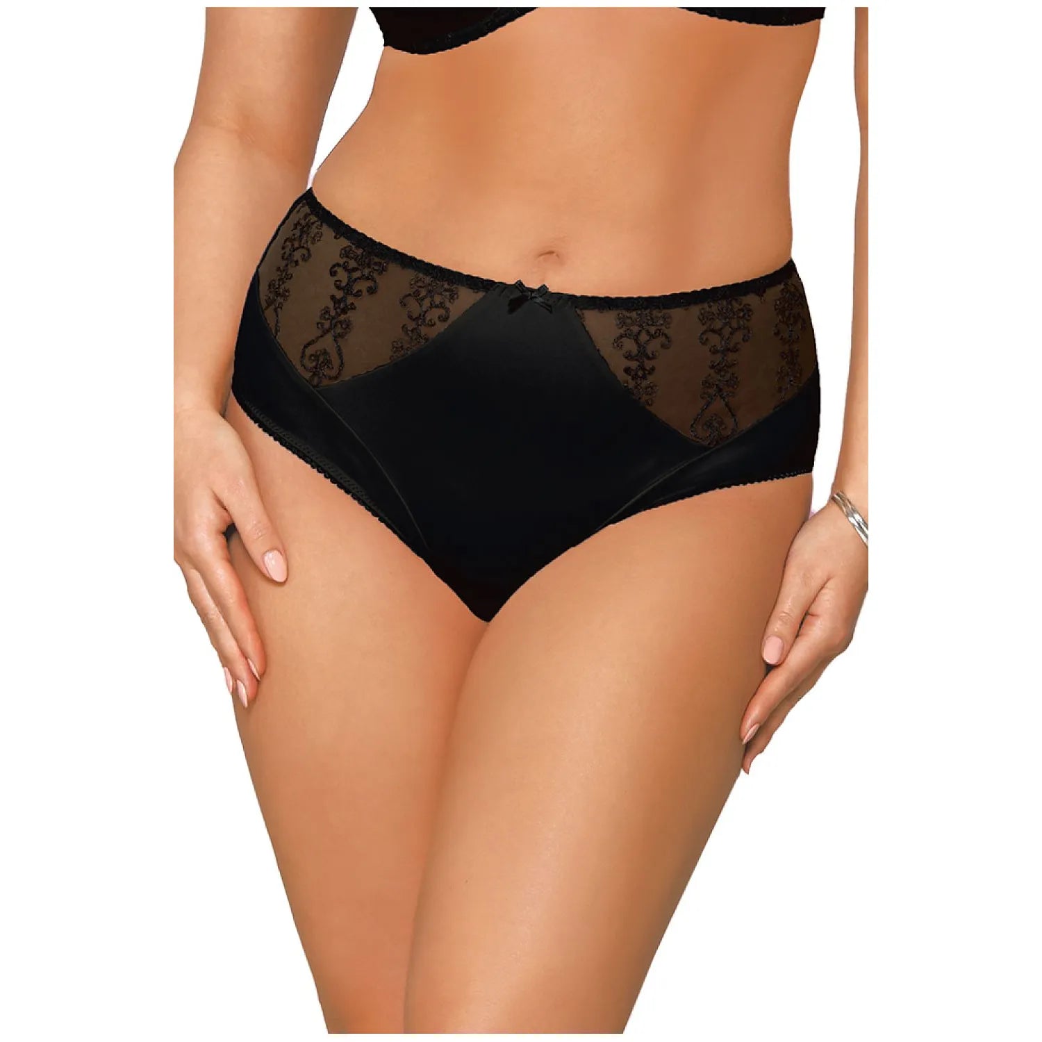 Culotte model 155563 Vena haute taille satin dentelle motifs floraux sexy lingerie femme confortable