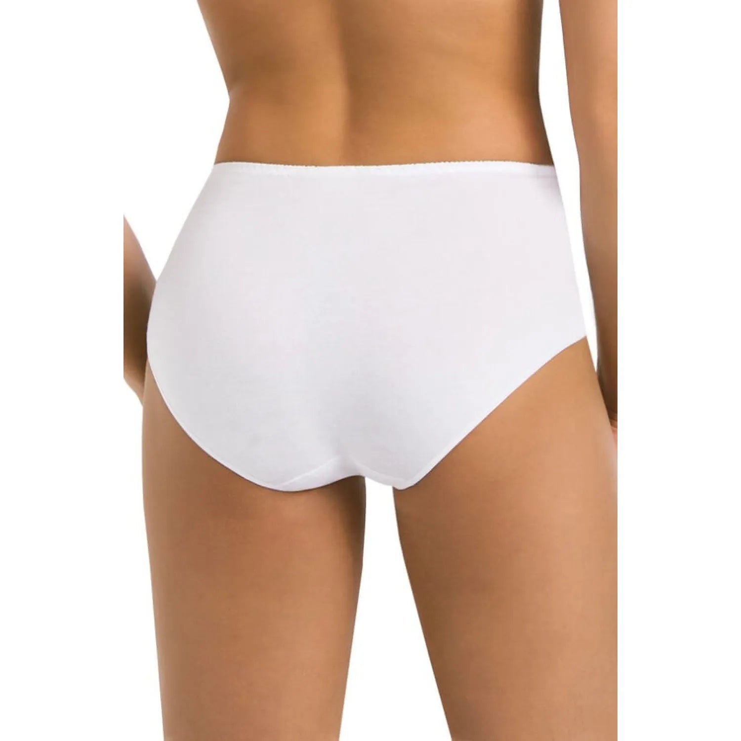Culotte Teyli 198080 blanche, taille haute, dentelle florale sur les côtés, confort optimal, silhouette élégante.