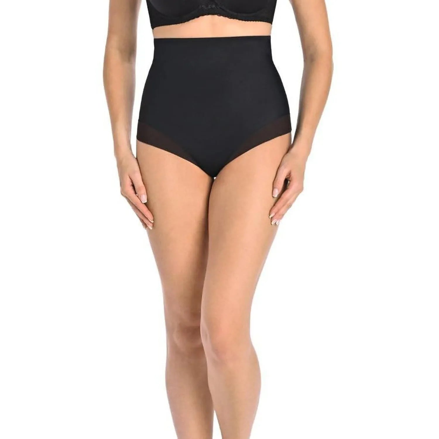 culotte sexy taille haute sans couture maille transparente noire extensible douce hypoallergénique maintien discret découpée laser