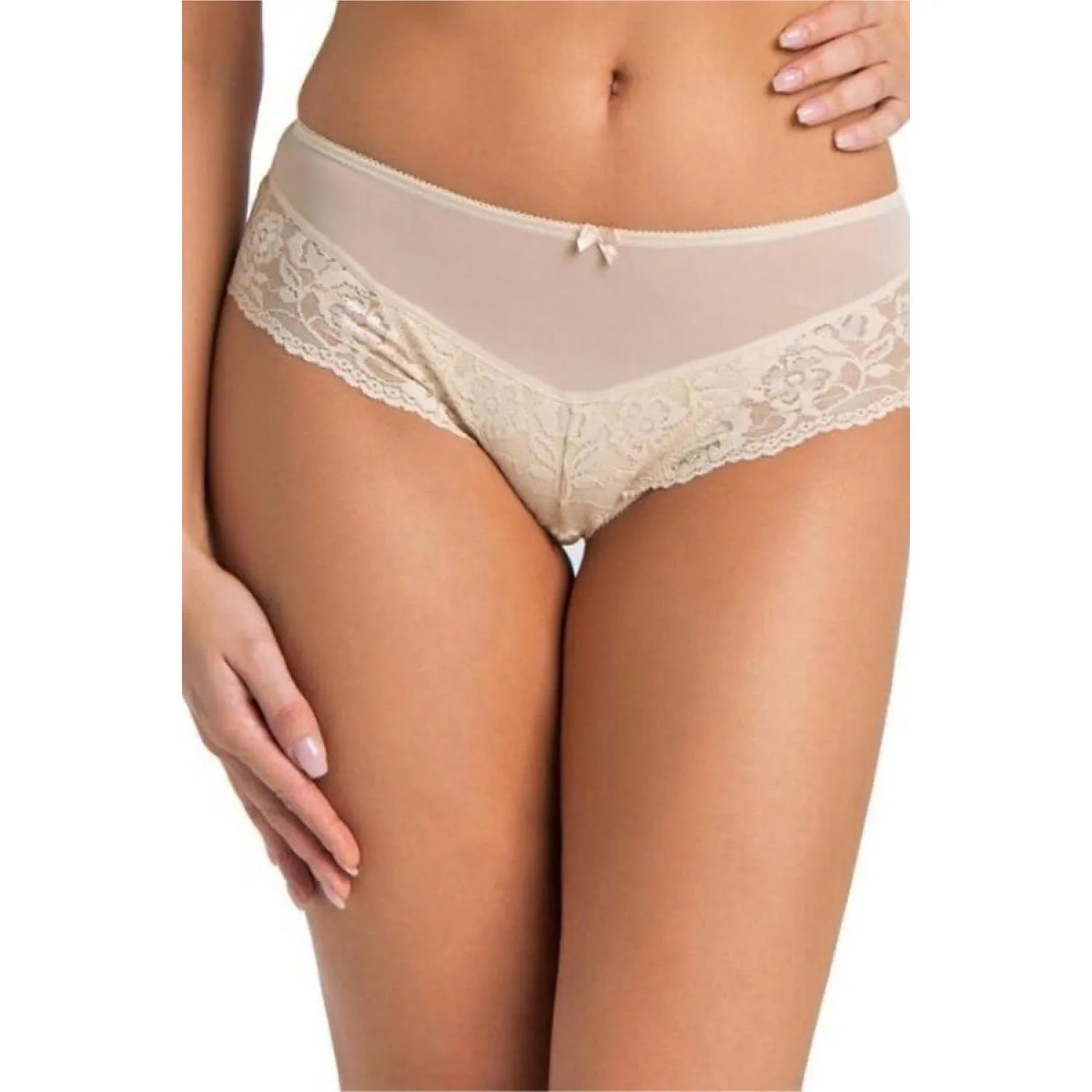 culotte bikini coupe classique dentelle florale côtés décoratif nœud taille élastique dos sans couture invisible doublure coton respirante confortable élégante