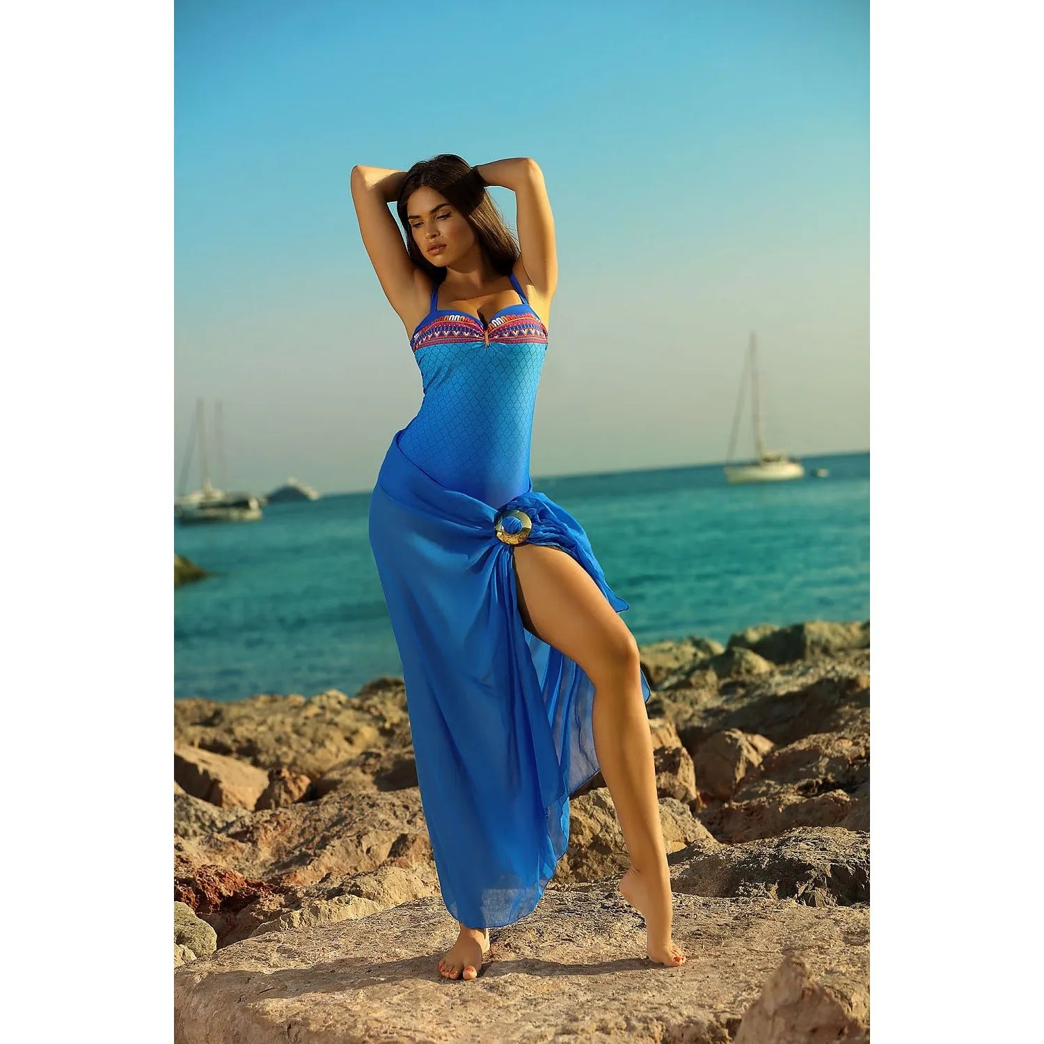 Écharpe de plage sexy Barontex Paréo 199007 robe bustier tissu léger couleurs vives protection UV