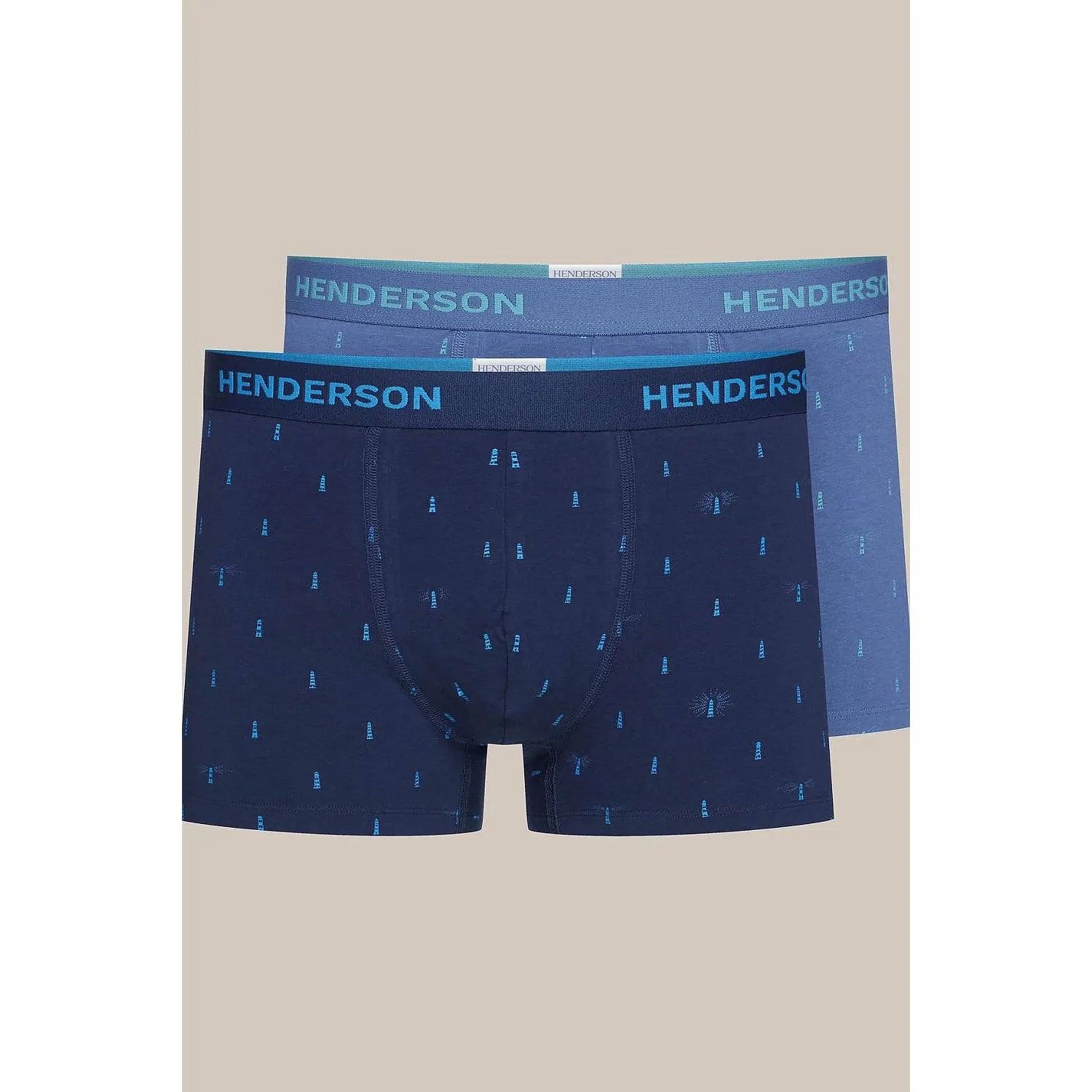 Boxers masculins Henderson 199567 coton élasthanne ceinture élastique visible motifs discrets coupe moyenne confort quotidien tailles S M L XL