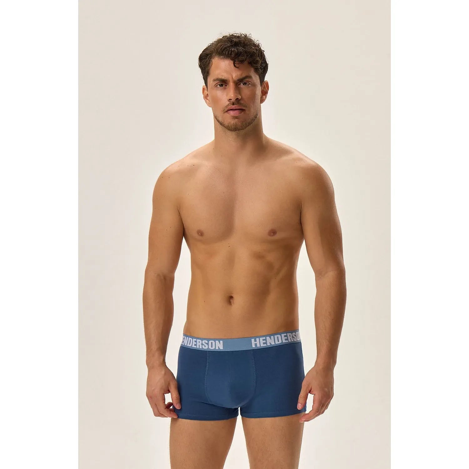 Boxers hommes Henderson bleu floral, coupe courte, ceinture large, coton élasthanne, confort quotidien, sport.
