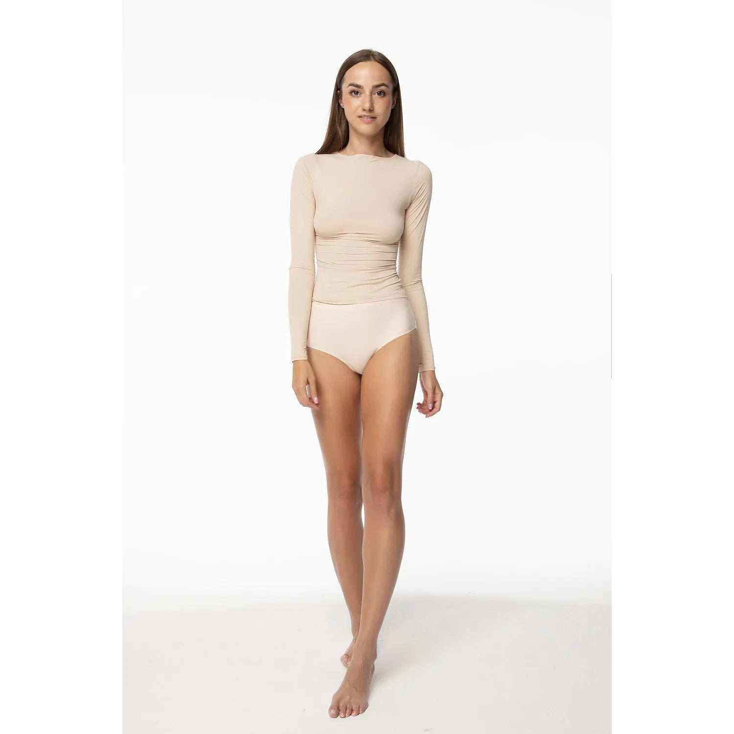 Body Julimex Tricot 203207 lingerie femme manches longues beige stretch confortable sexy lingerie intime