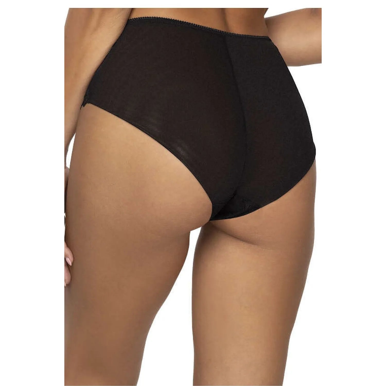 Culotte taille haute en dentelle noire avec motif zigzag, élégante et confortable, lingerie féminine Elif.