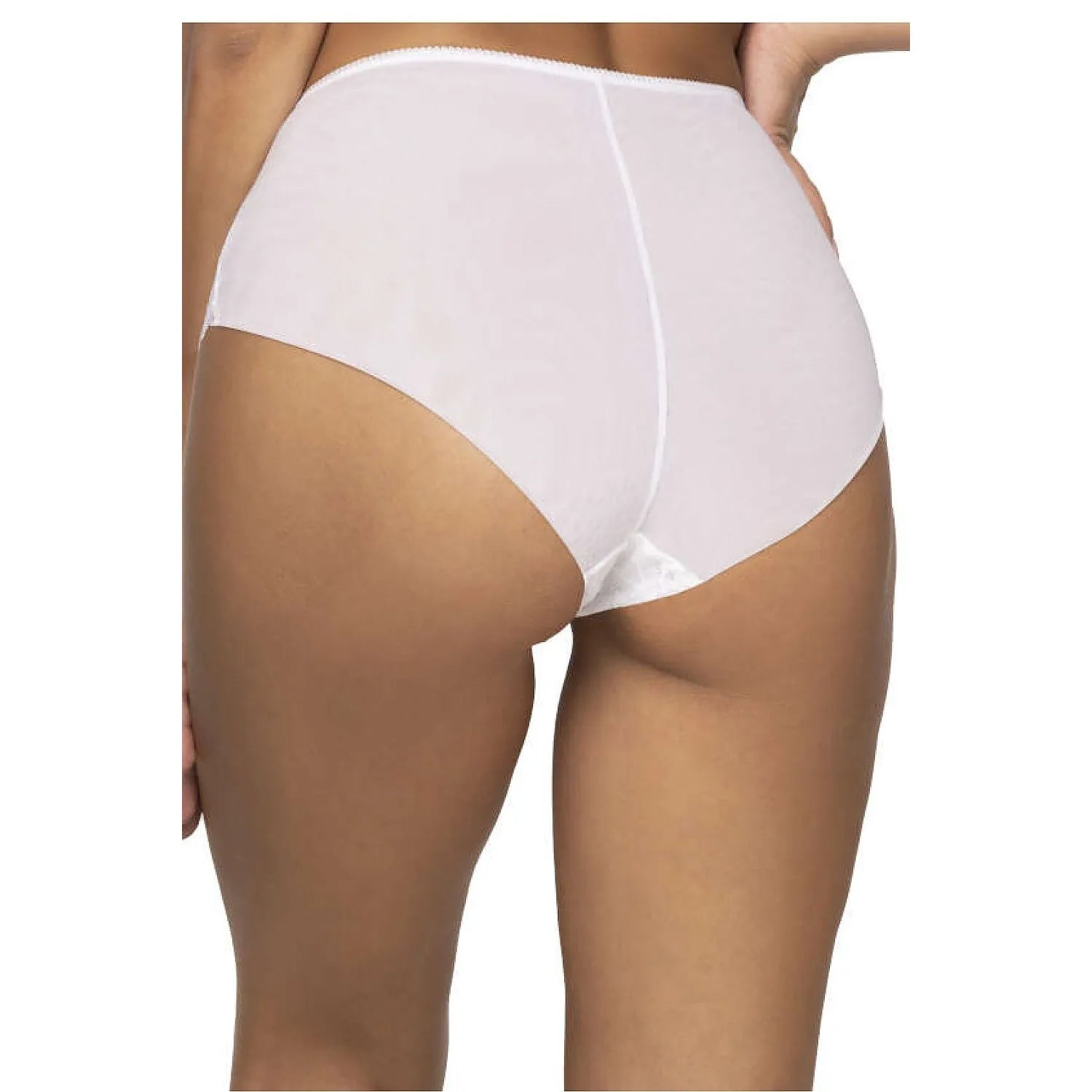 Culotte en dentelle blanche taille haute, motif zigzag, nœud subtil, lingerie féminine sexy et confortable.