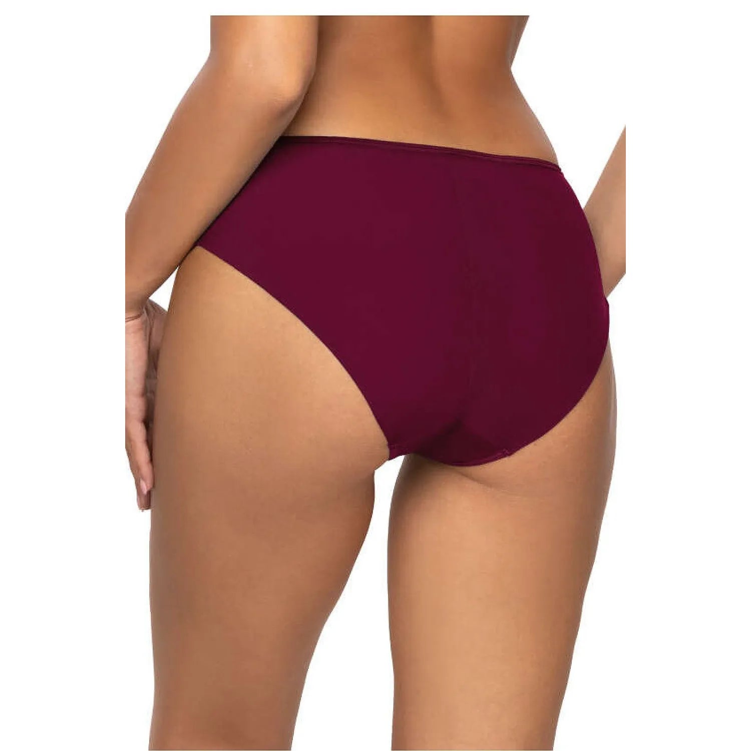 Culotte bordeaux en dentelle florale, coupe classique, nœud décoratif, élégance et confort pour occasions spéciales.