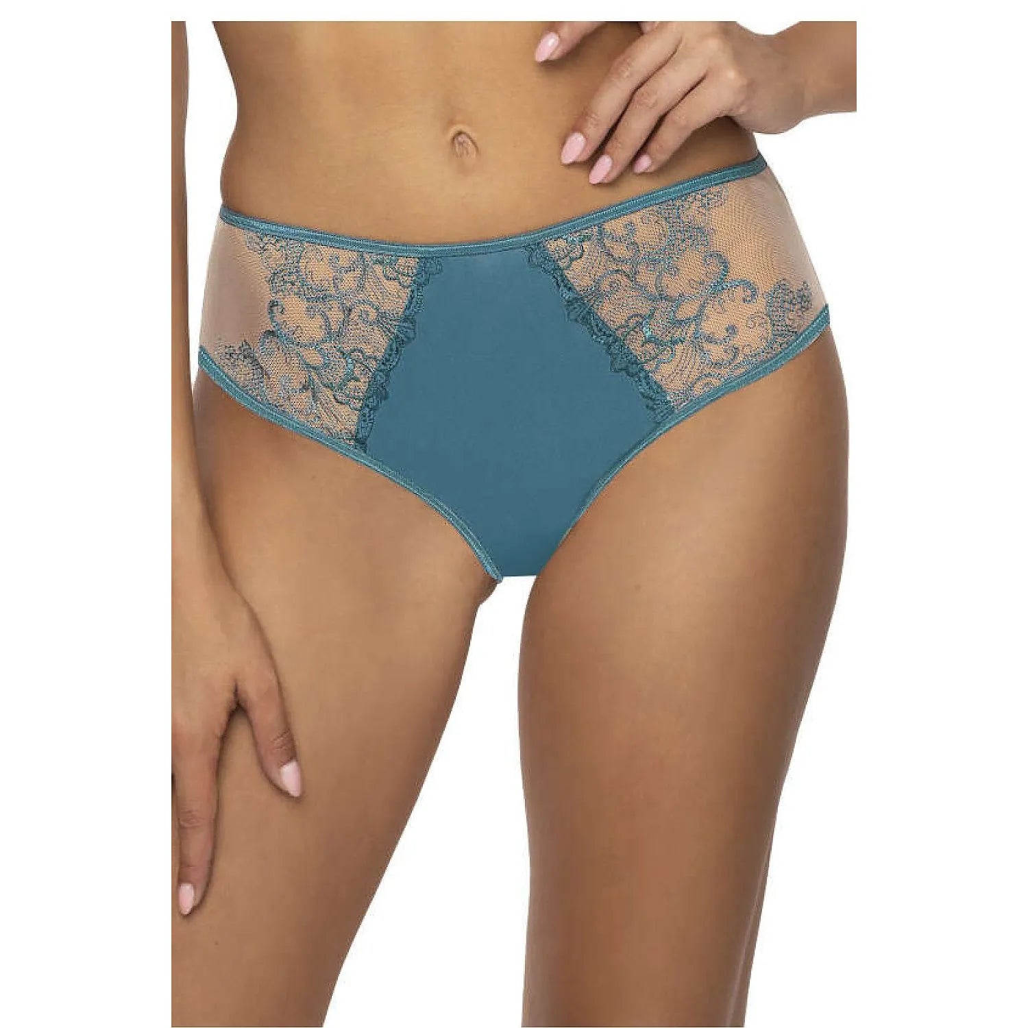Culotte en dentelle beige et violette Maureen F-3808/51 lingerie féminine élégance et confort tailles 36 à 48 dentelle floral motifs