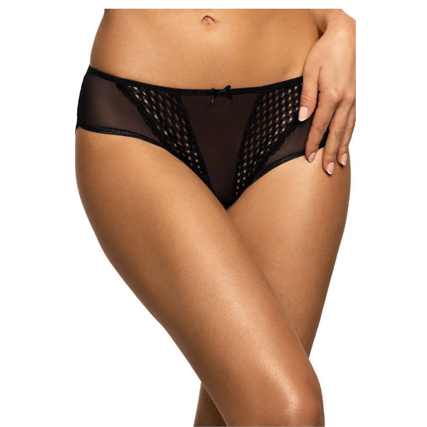 Culotte dentelle noire sexy Marley modèle 204017 mat féminine raffinée transparente géométrique maille élastique confortable ajustement invisible soirée quotidienne séduisante