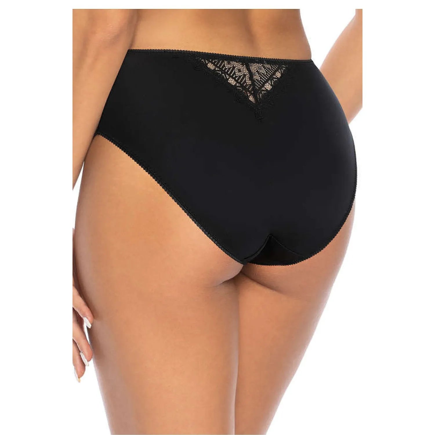 Culotte Marion taille haute noire, dentelle côtés, microfibre, maille élastique, confort et élégance pour occasions spécia...