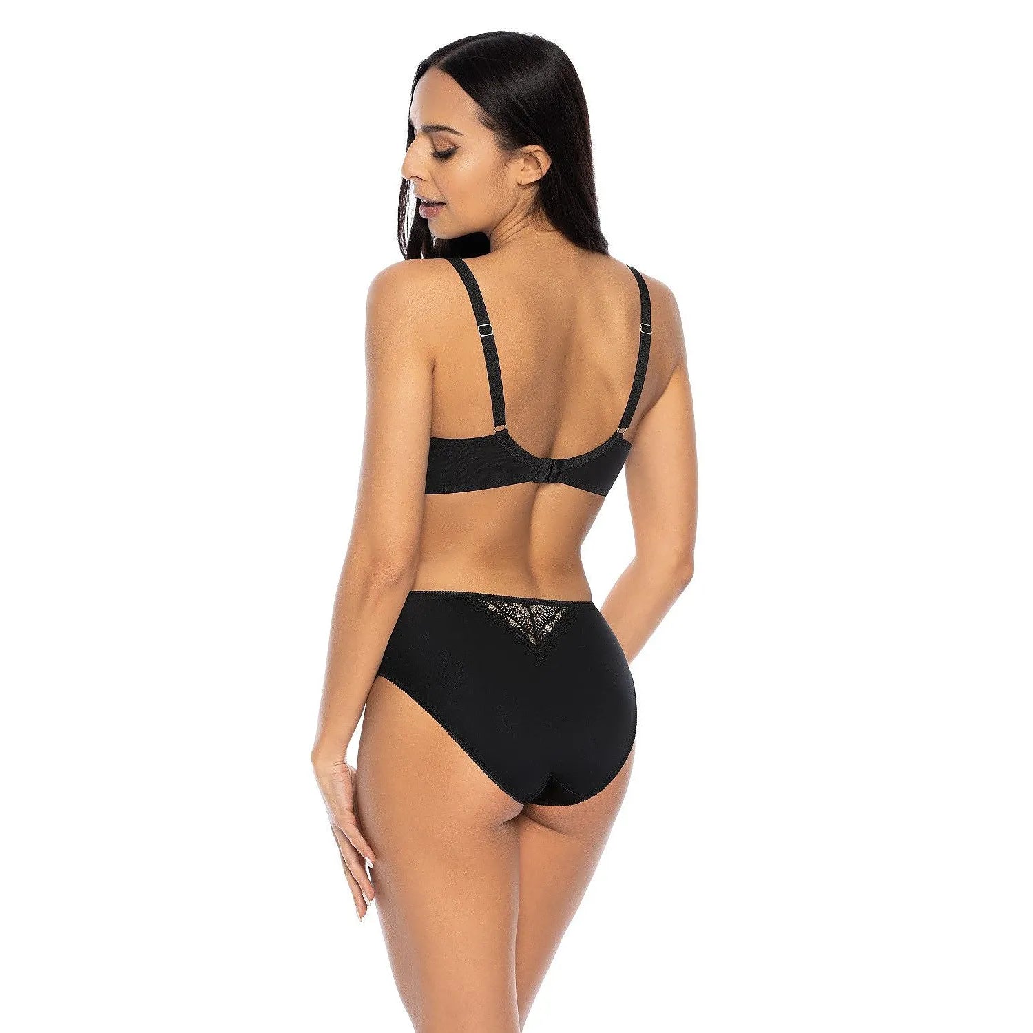Culotte Marion noire taille haute, dentelle côtés, microfibre, silhouette élégante, confort quotidien et occasions spéciales.