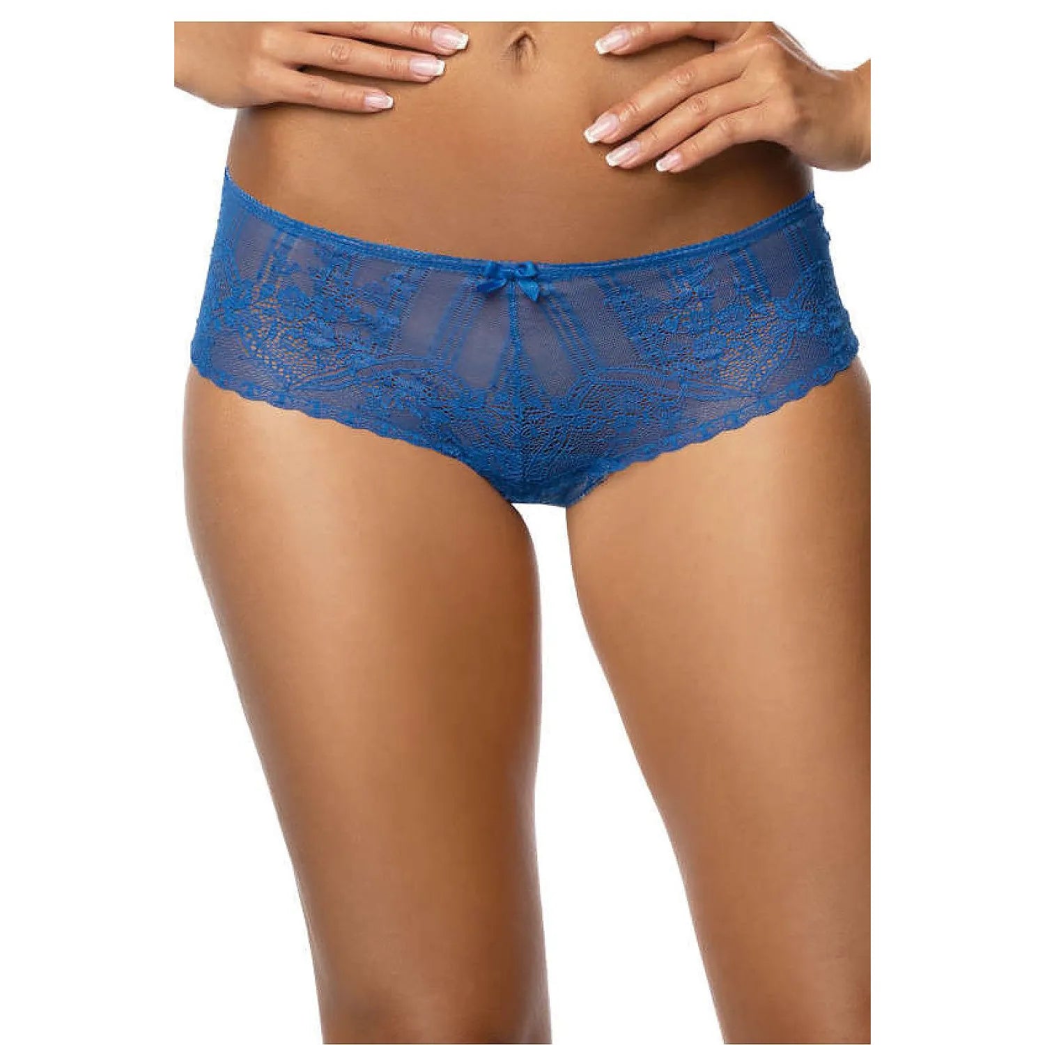 Culotte en dentelle bleue Marina lingerie féminine sexy séduisante translucide matériaux doux elastane polyamide ajustement parfait