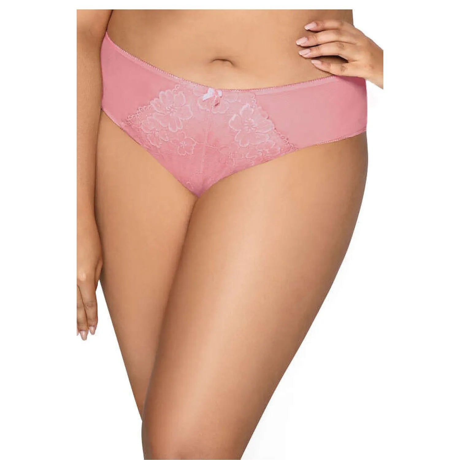 Culotte en dentelle féminine et élégante, confortable et sexy pour silhouettes voluptueuses, tissu doux et élastique, couleur rose poudré, taille H