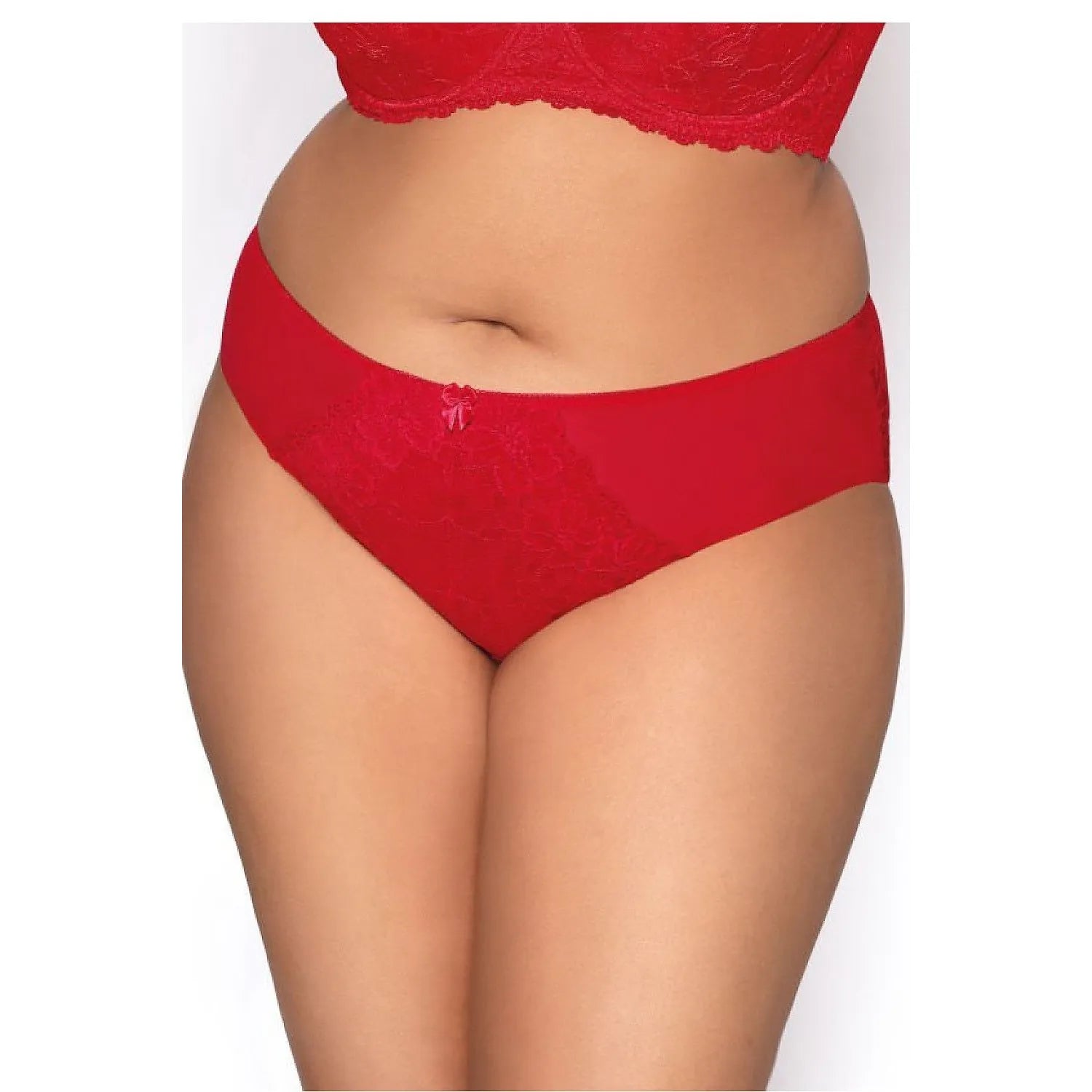 culotte dentelle rouge élégante sexy féminine motif floral nœud décoratif taille mihaute maintien confort bordures douces hypoallergénique