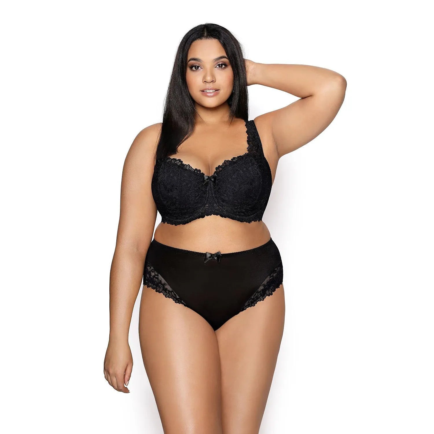 Culotte haute en dentelle noire, confortable, 83% polyamide, 12% élasthanne, 5% coton, lingerie sexy pour femmes.