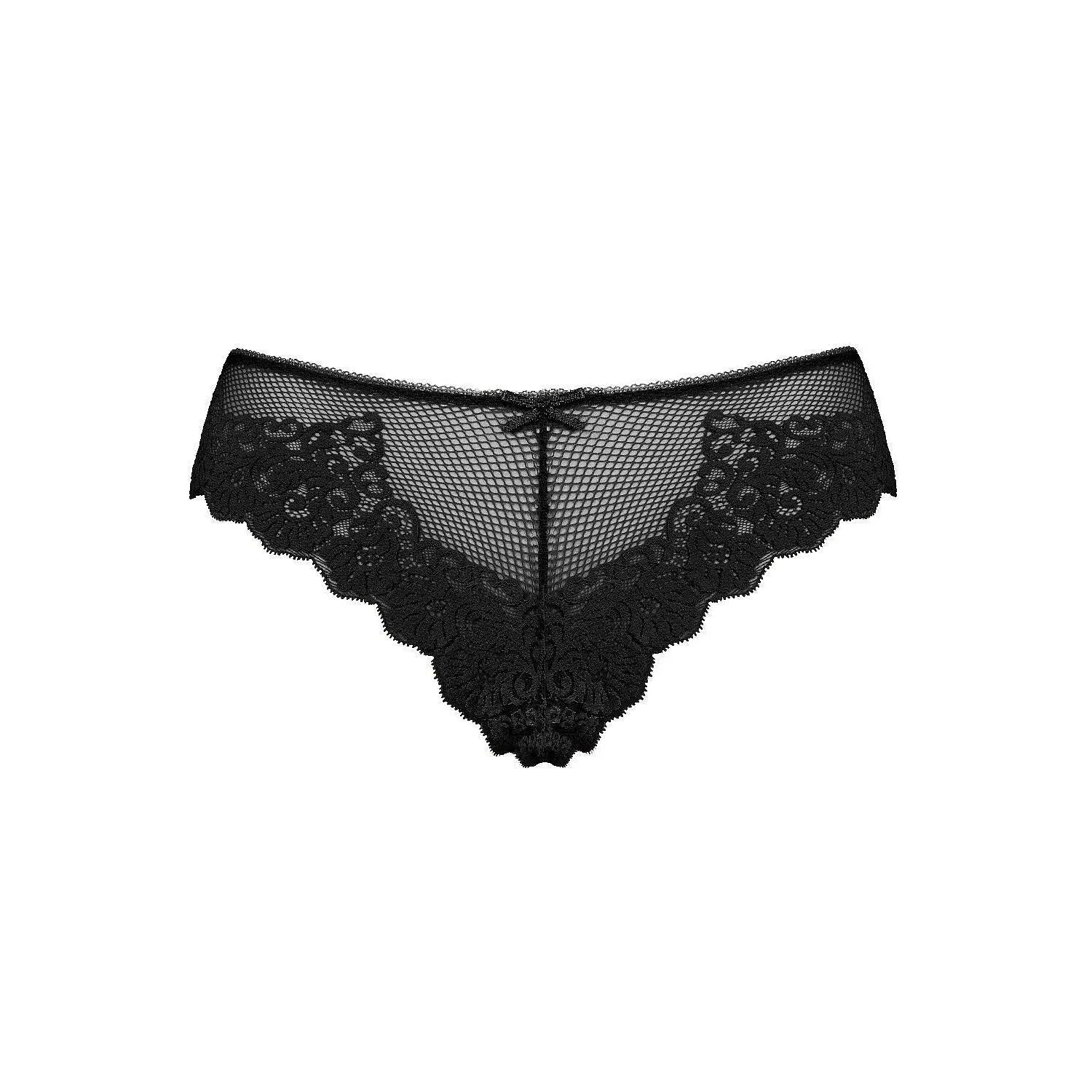 Culotte en dentelle noire transparente avec nœud décoratif lingerie érotique sexy féminine confortable taille ajustée dentelle florale polyamide elasthanne coton