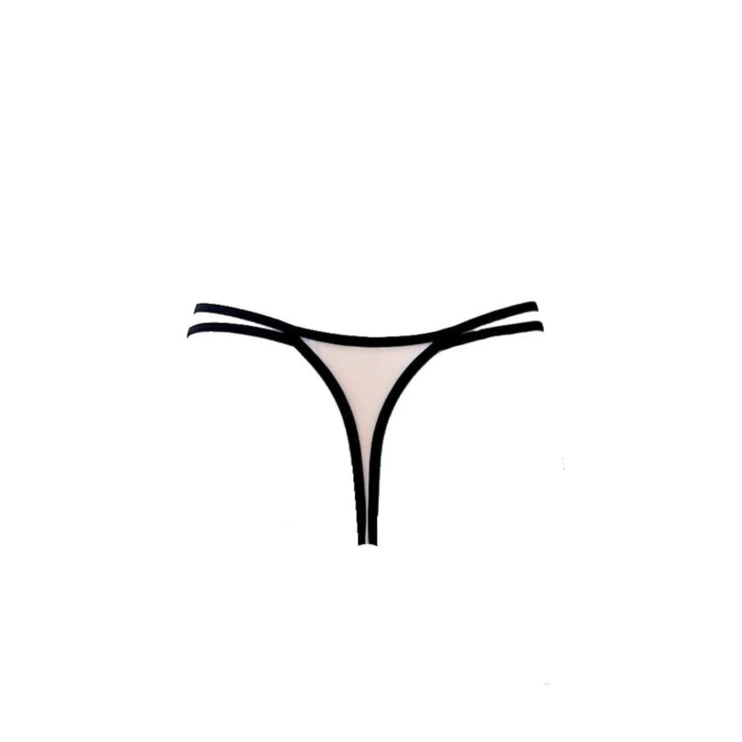 Culotte tanga noire en dentelle florale, élégante et sensuelle, avec petits nœuds décoratifs, design féminin et délicat.