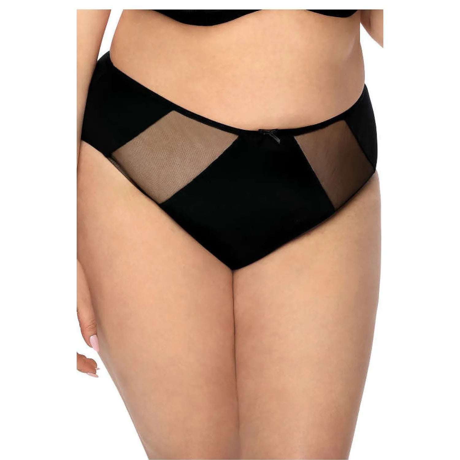 Culotte noire classique Aggie design moderne insert maille nœud discret gousset coton microfibre élastique taille 36-48 coton 7% élasthanne 7% polyamide 86%